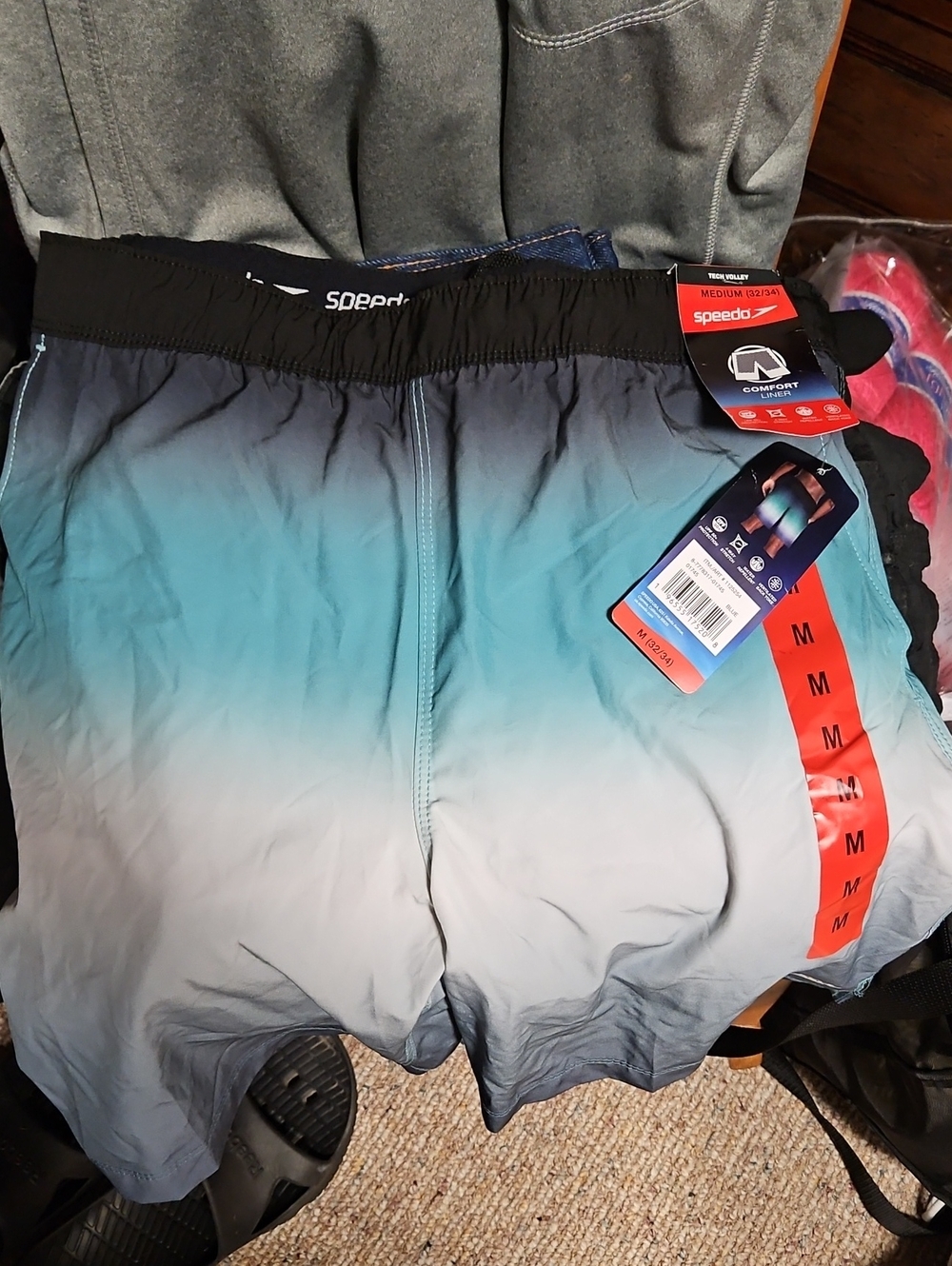 Speedo Gradient Swim Shorts in Teal and Gray